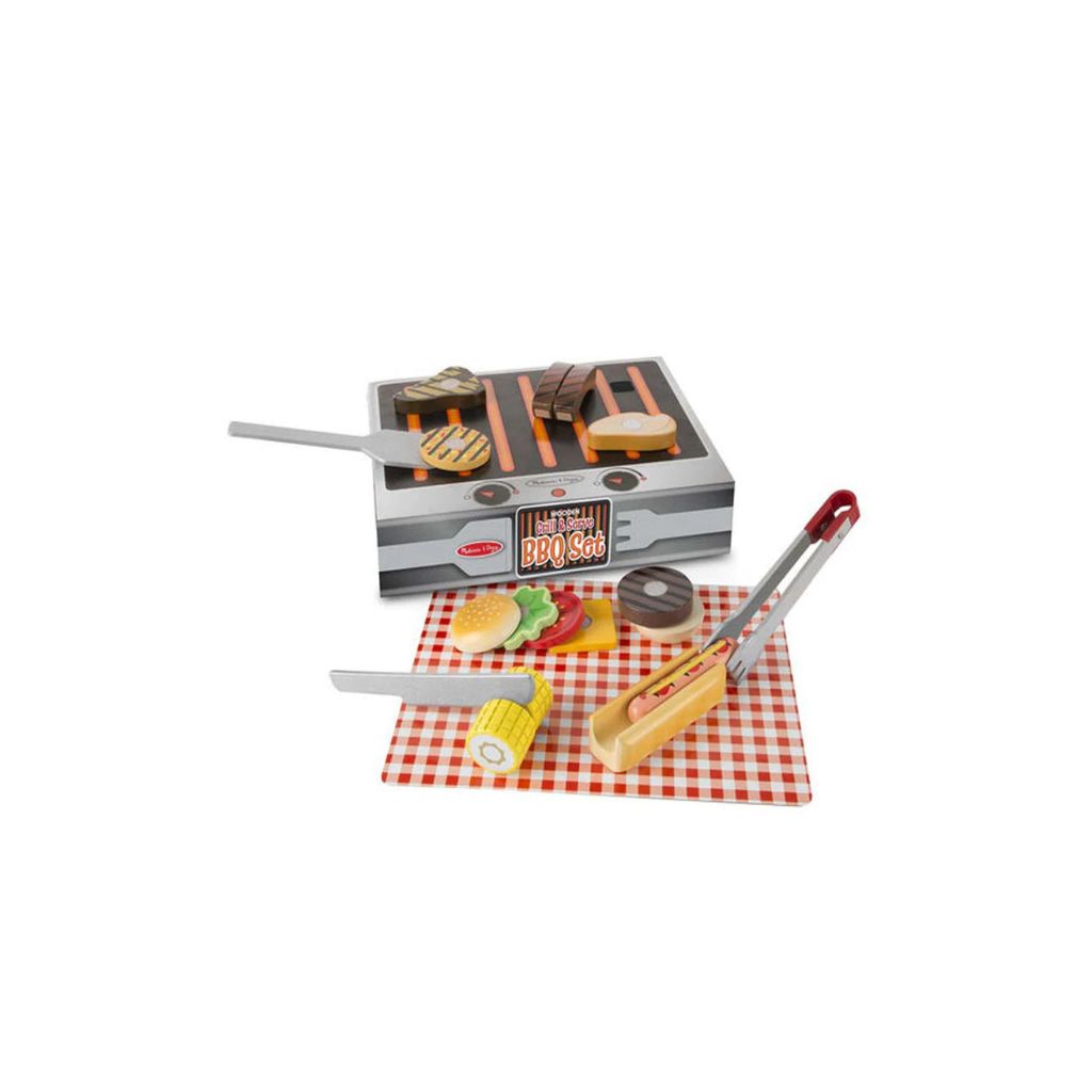 Melissa Doug Wooden Grill Serve BBQ Set motherswork