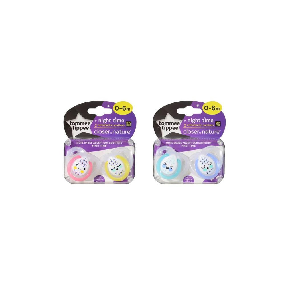 Tommee Tippee Closer to Nature 2pk Night Time Soother with Case