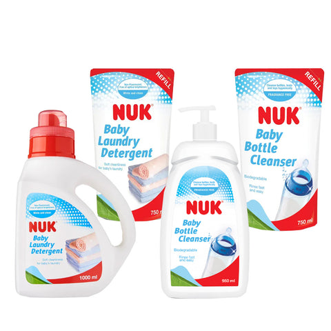 Nuk Laundry Detergent 1000ml + Refill 750ml + Baby Bottle Cleanser 950ml + Refill 750ml