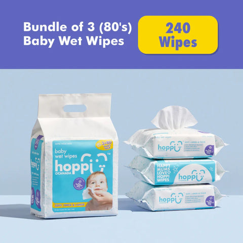 Hoppi Baby Wet Wipes [Bundle of 3] (3x80 wipes)