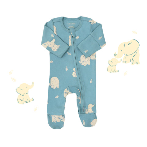 Motherswork x Le Petit Society Baby Organic Zip Sleepsuit in Elephant Print
