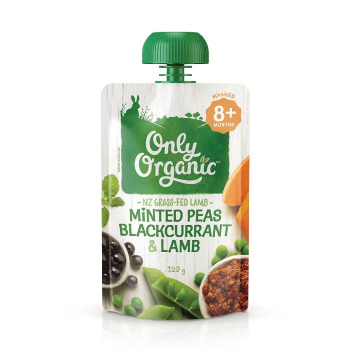 Only Organic Minted Peas, Blackcurrant & Lamb Savoury Pouch