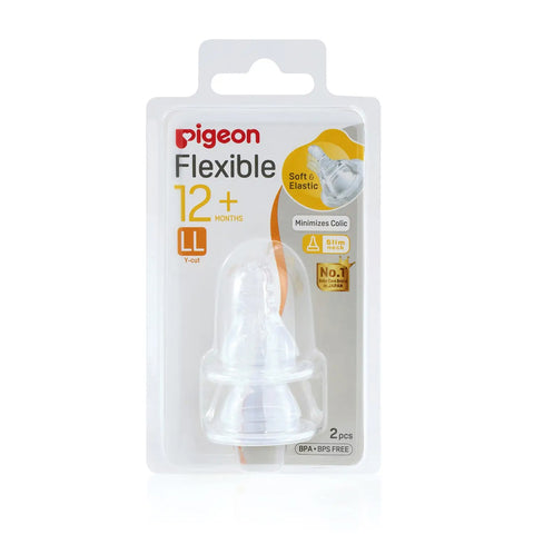 Pigeon Flexible Peristaltic Nipple Blister Pack, 2 Pc/Set (LL) 12m+