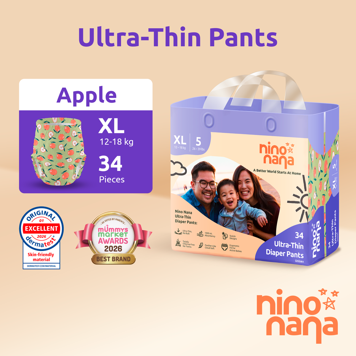 Nino Nana Ultra Thin Pants Diapers(New)