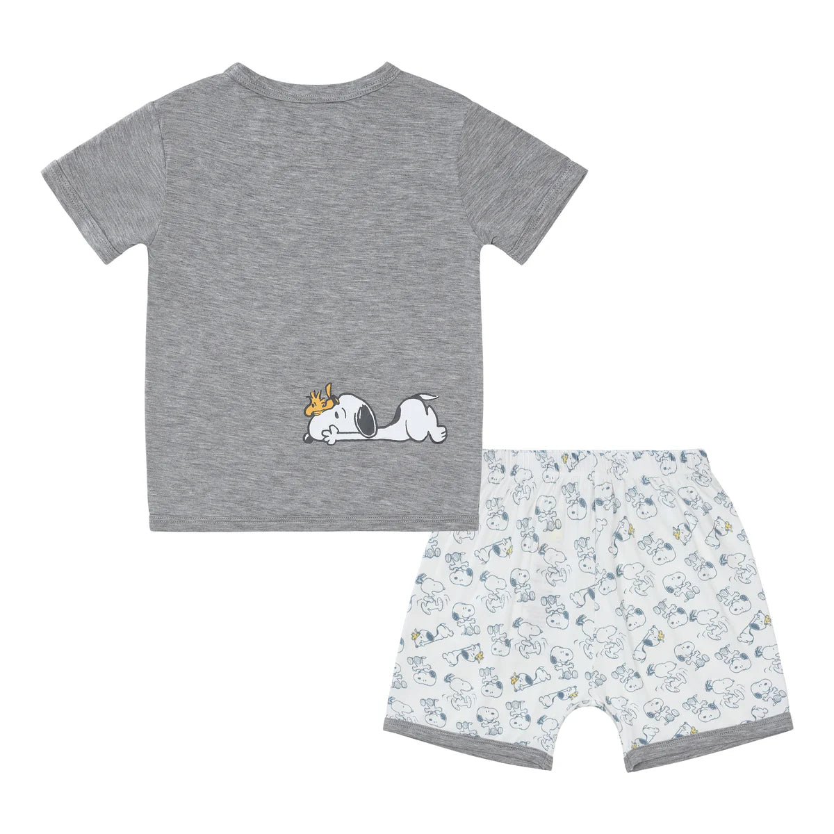 Baa Baa Sheepz x Snoopy Short Sleeve Shirt & Shorts Baby Set (Grey)