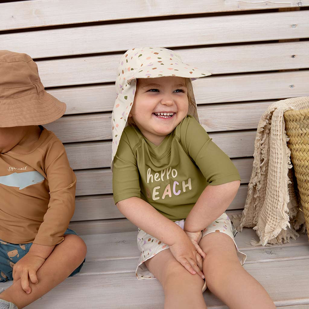 Lassig Sun Protection Flap Hat, Pebbles Milky