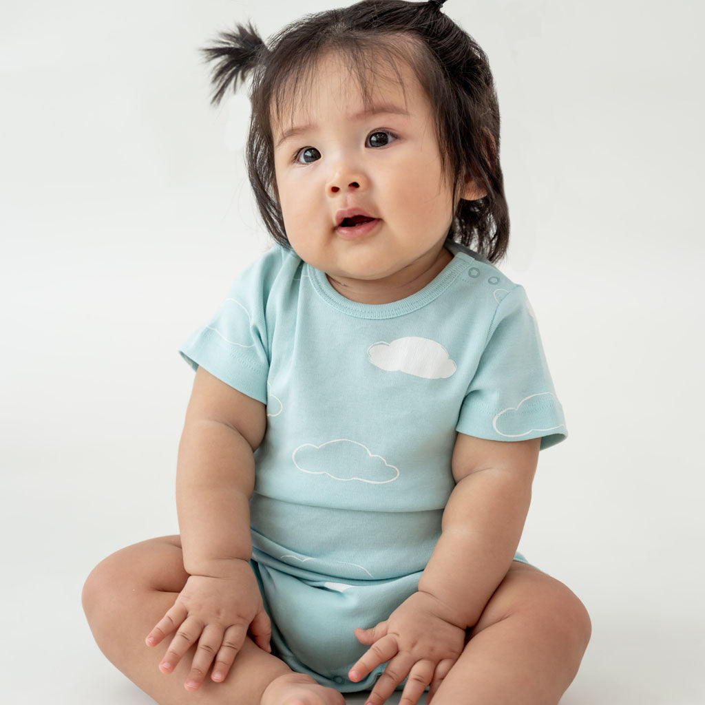 Motherswork x Le Petit Society Baby Organic Short Sleeve Romper in Cloud Print