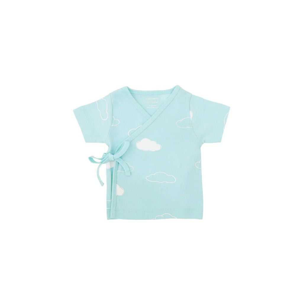 Motherswork x Le Petit Society Baby Organic Short Sleeve Kimono Top in Cloud Print