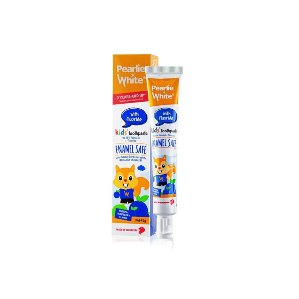 Pearlie White Enamel Safe Kids' Toothpaste with Flouride - Blueberry 45gm