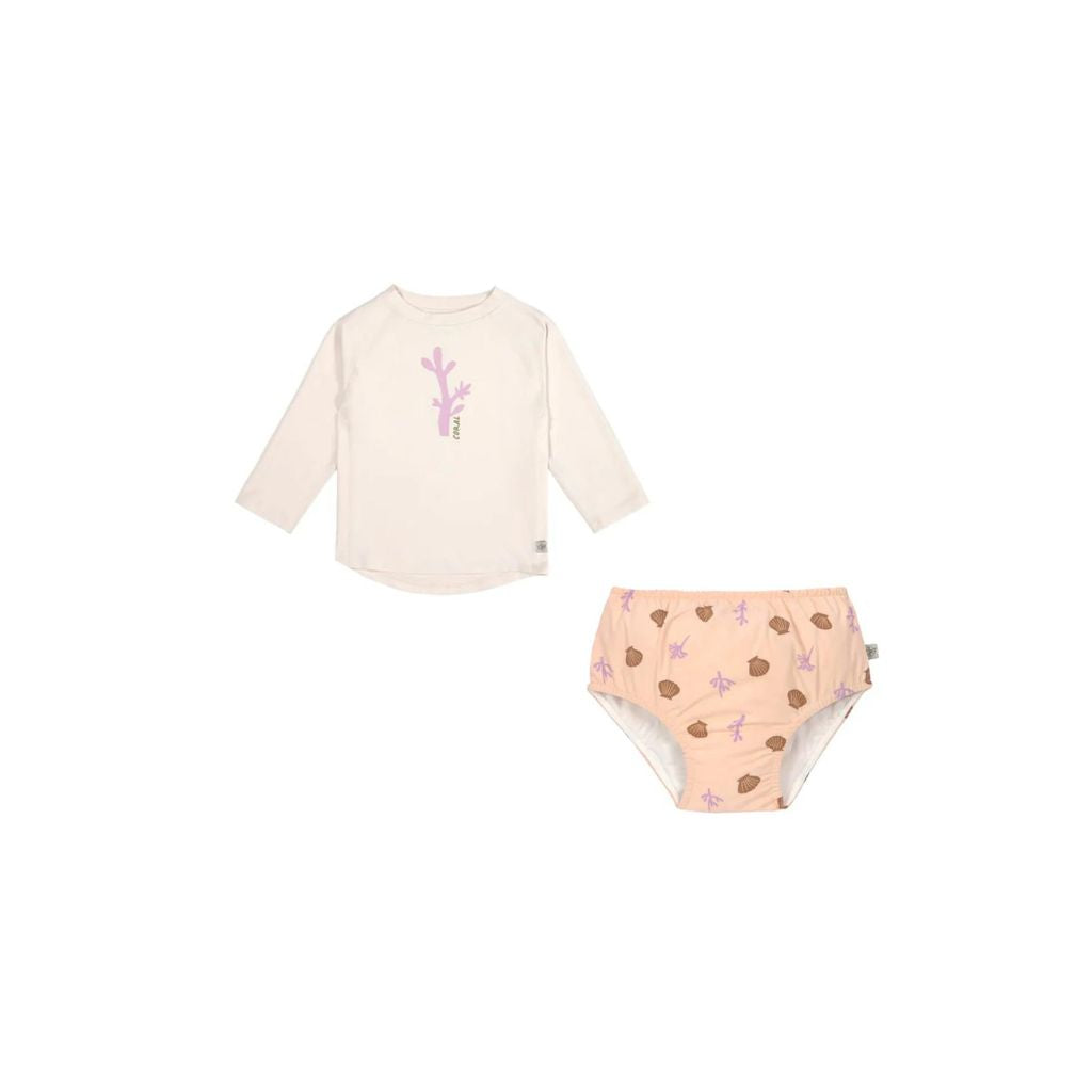 Lassig Girls Long Sleeve Rashguard, + Swim Diaper Corals