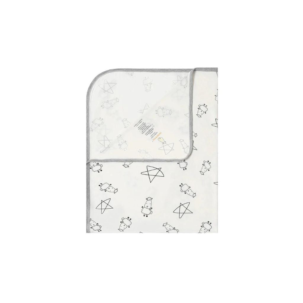 Baa Baa Sheepz Single Layer Blanket Cute Big Star & Sheepz White (0 - 36M)