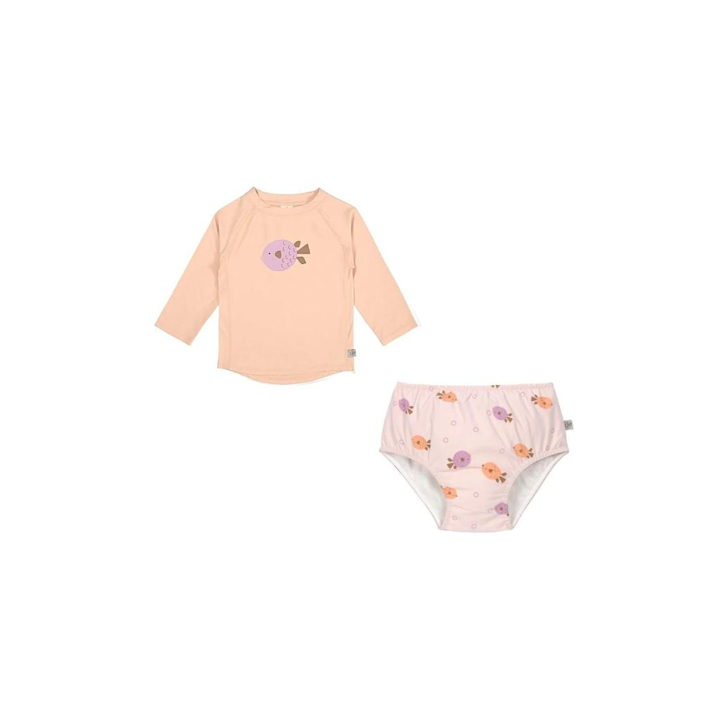 Lassig Girls Long Sleeve Rashguard, + Swim Diaper Fish