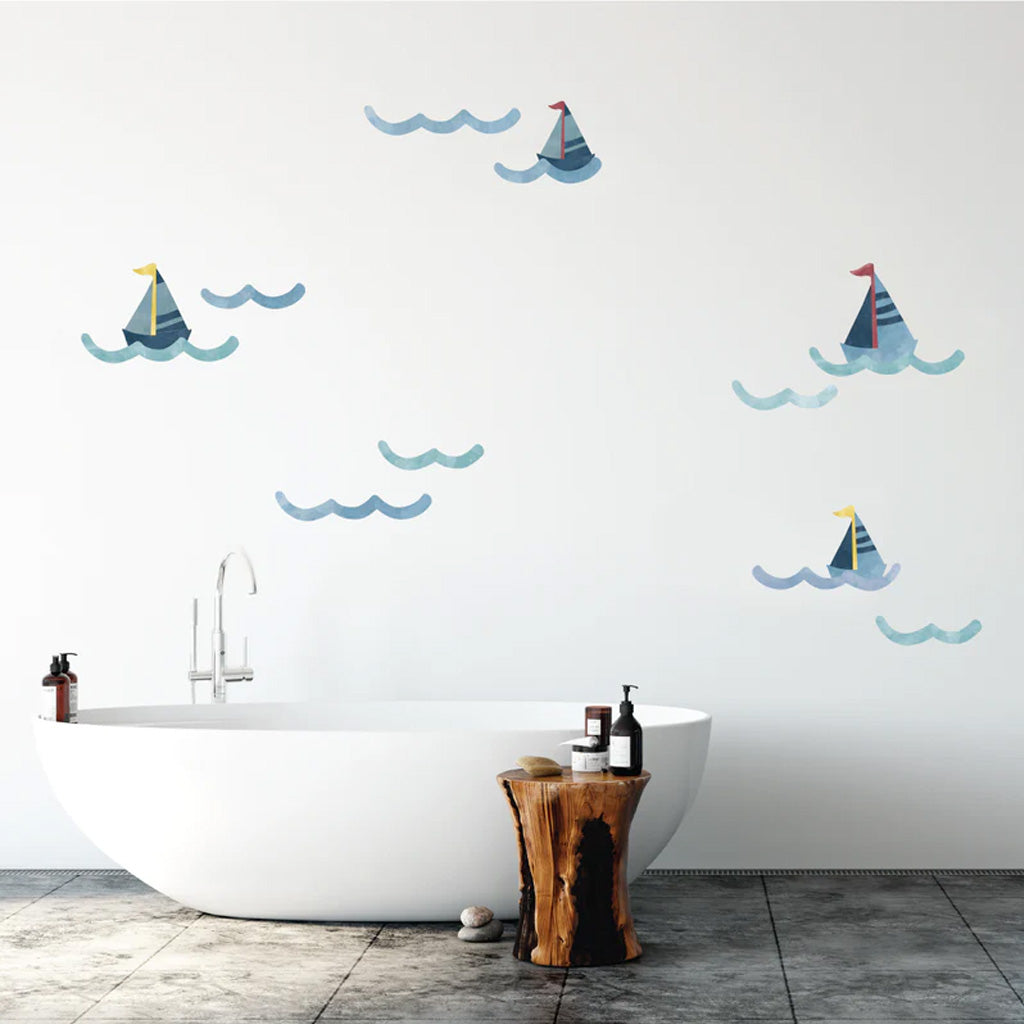 Urban Li'l Nautical Waves Fabric Decal