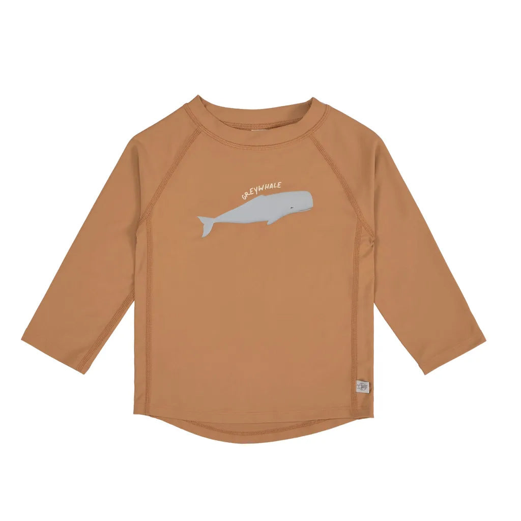 Lassig Boys Long Sleeve Rashguard Caramel + Board Shorts Blue Whale