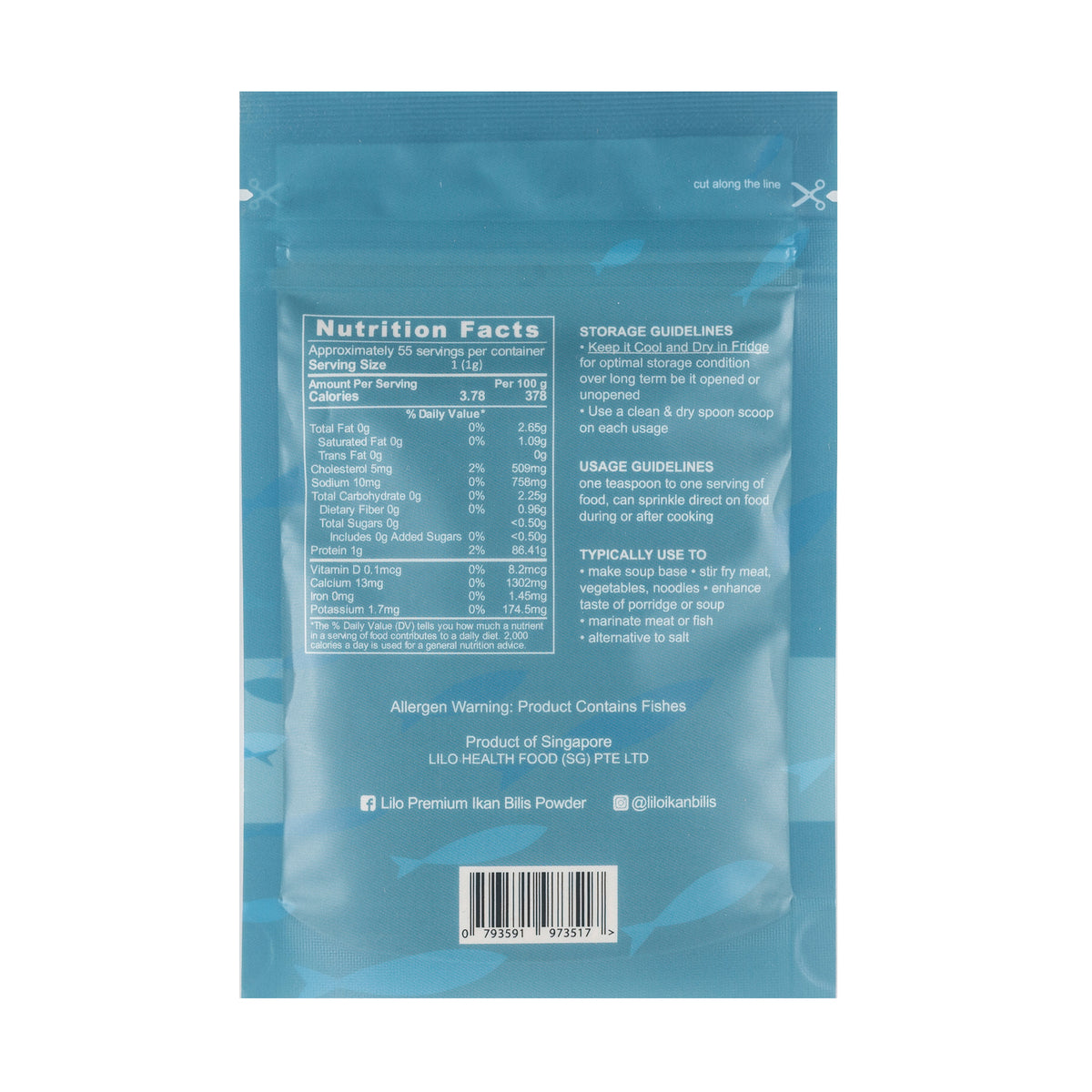 Lilo Premium Ikan Billis Powder 55g Refill