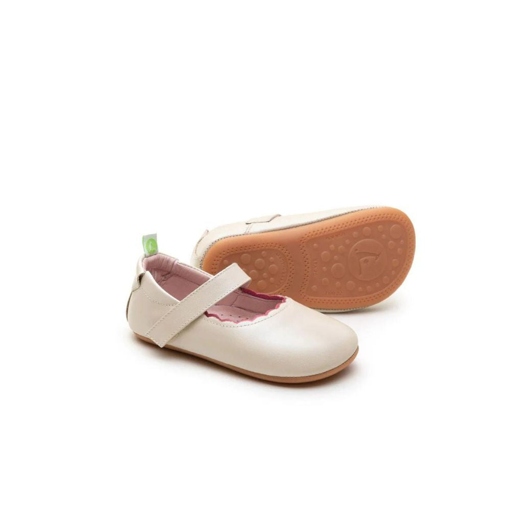 Tip Toey Joey Toddler Mary Jane Roundy - Antique White/Fuchsia Shine