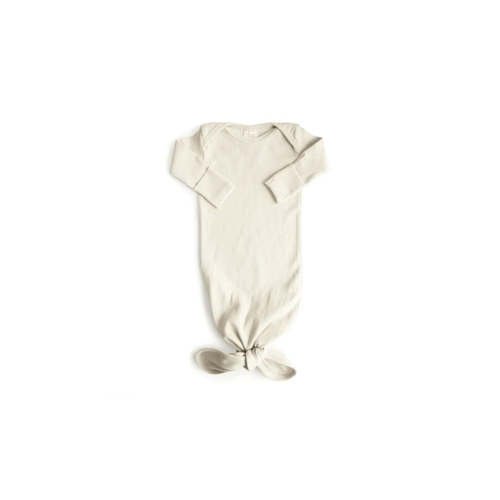 Mushie Ribbed Knotted Baby Gown