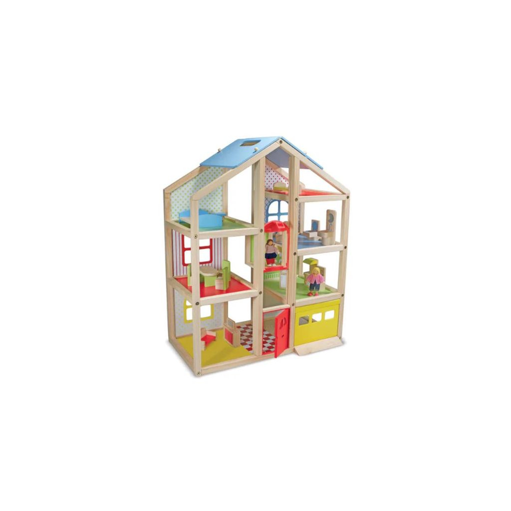 Melissa & Doug Hi-Rise Wooden Dollhouse and Furniture Set