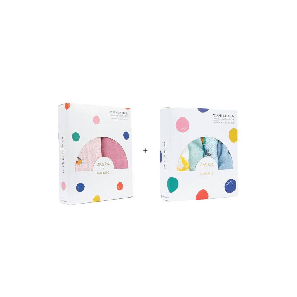 Little Rei x Maison Q Swaddle & Wash Cloth Bundle