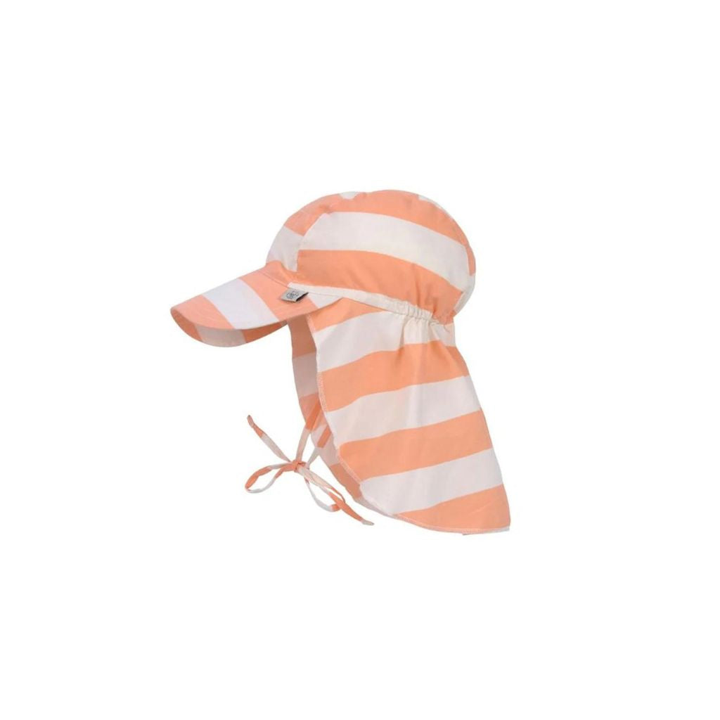 Lassig Sun Protection Flap Hat, Block Strips Peach