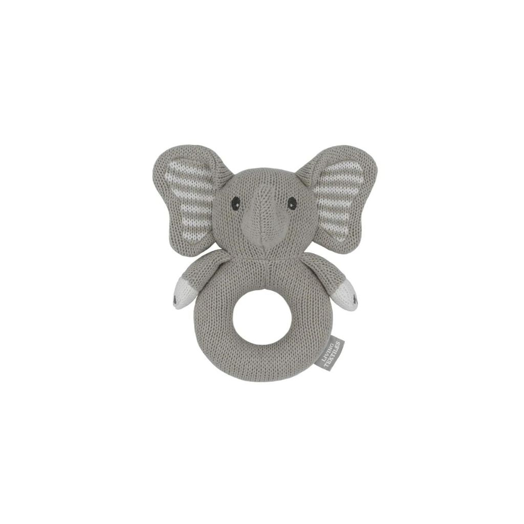 Living Textiles Knitted Rattle - Mason the Elephant