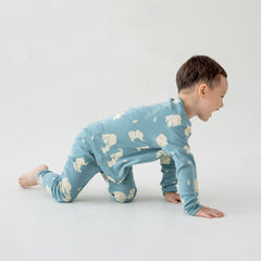 Motherswork x Le Petit Society Baby Organic Zip Sleepsuit in Elephant Print