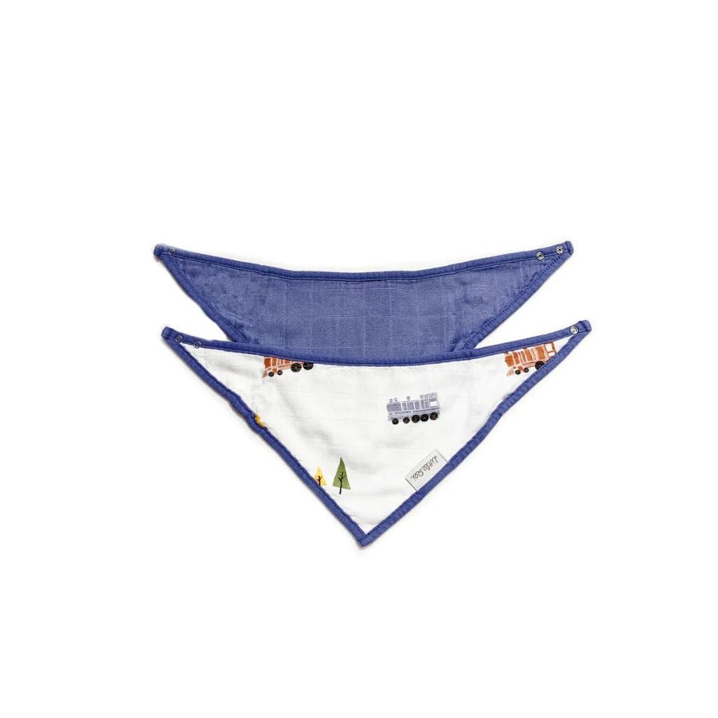 Little Rei Bandana Bib 2 Pc - Blue Train