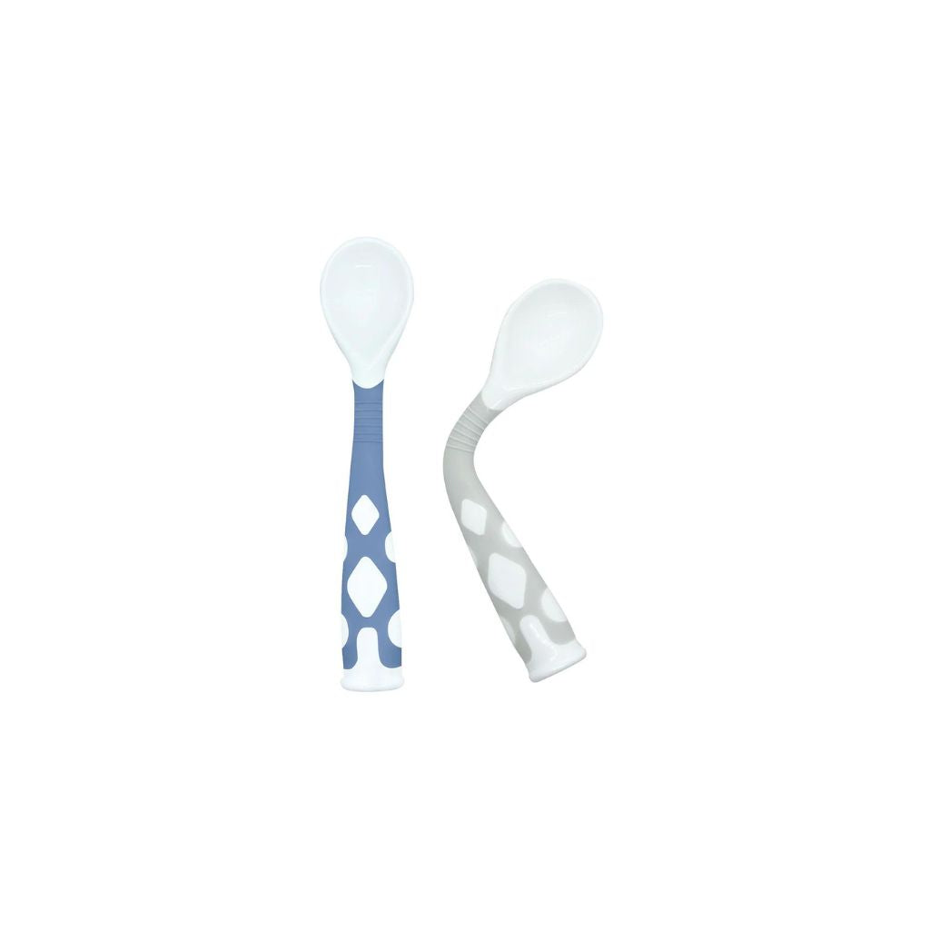 Kushies Silibend Bendable Spoon 2 Pack - Mineral Blue / Day Dream Grey