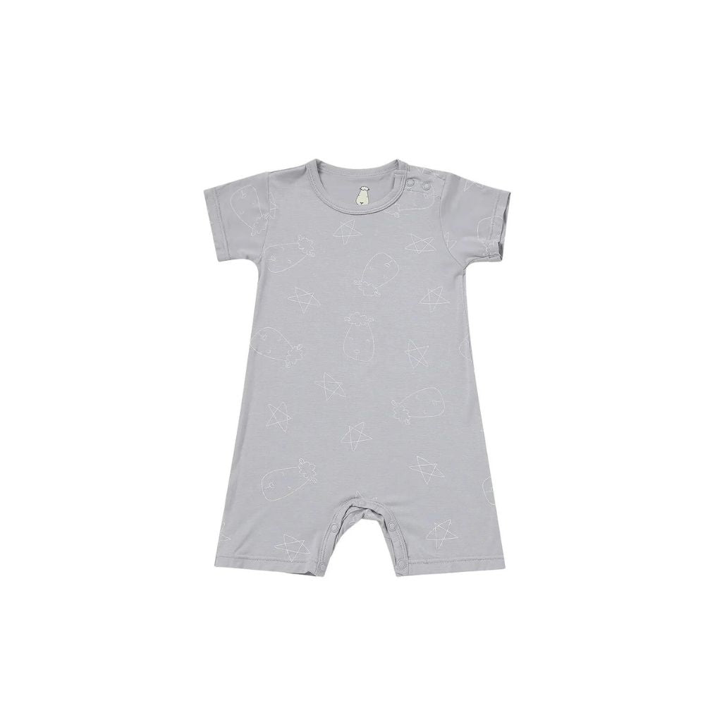 Baa Baa Sheepz Romper Short Sleeve Cute Big Star & Head - Grey