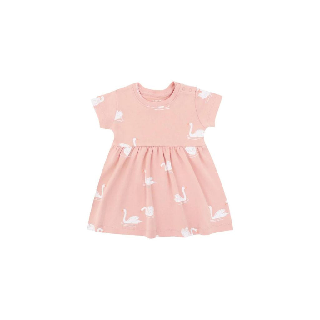 Motherswork x Le Petit Society Baby Girl Organic Dress in Swan Print