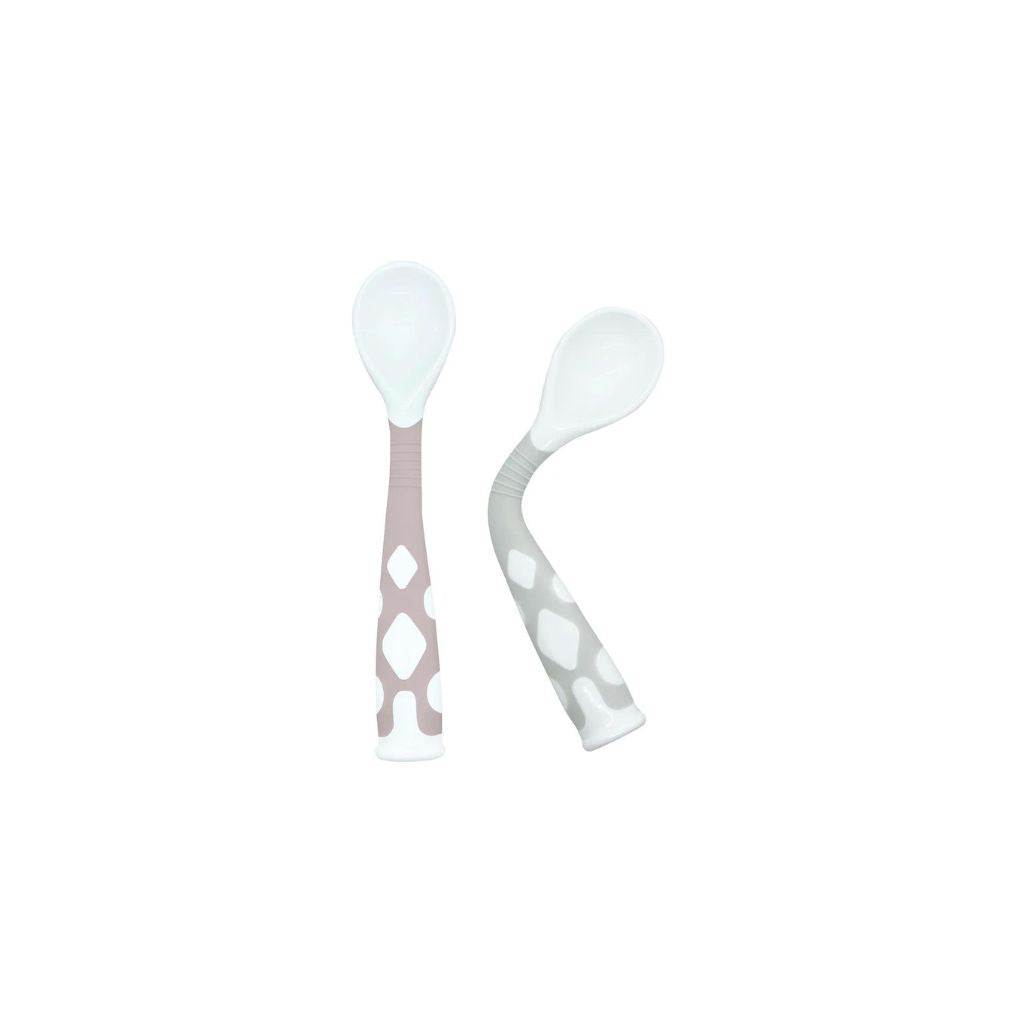 Kushies Silibend Bendable Spoon 2 Pack - Rose / Day Dream Grey