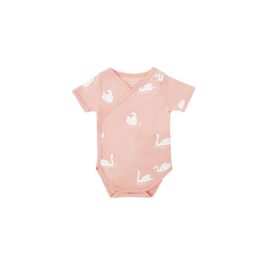 Motherswork x Le Petit Society Baby Organic Kimono Romper in Swan Print