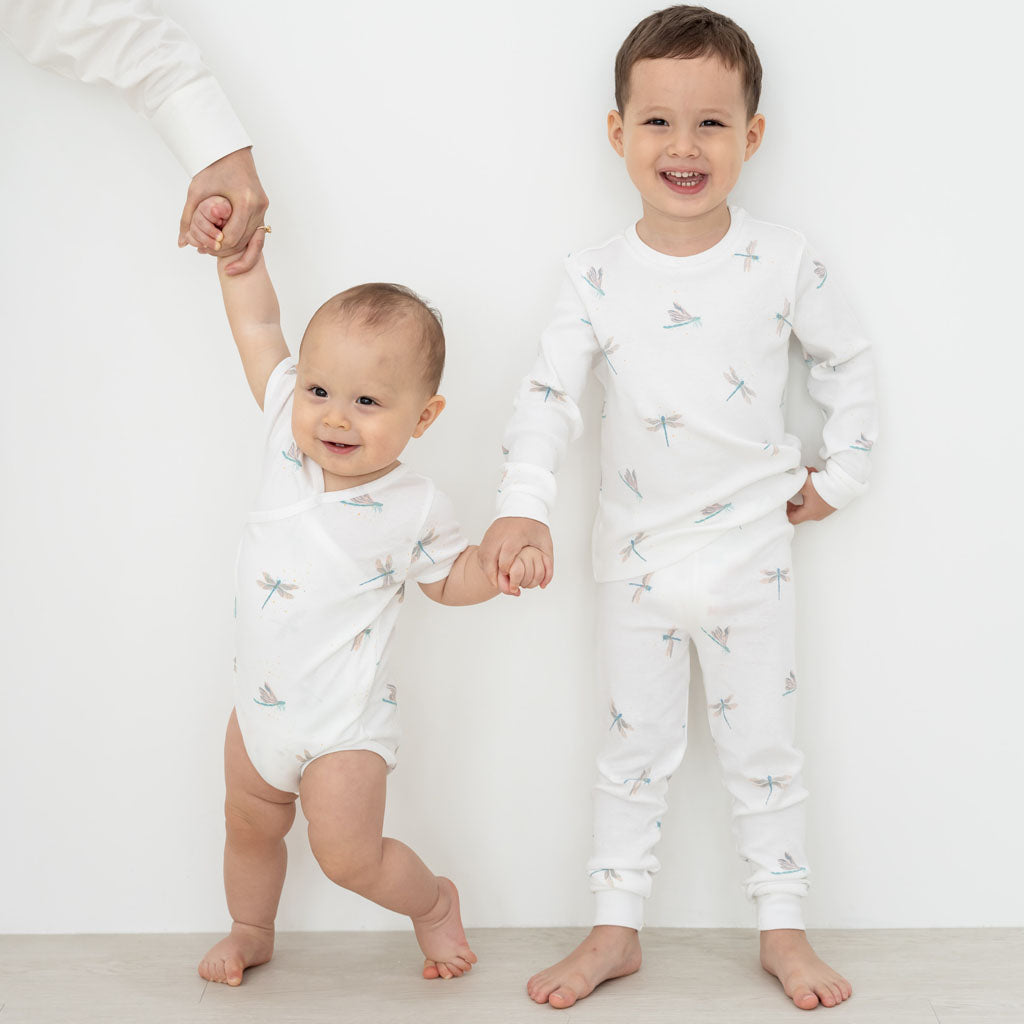 Motherswork x Le Petit Society Baby Organic Zip Sleepsuit in Dragonfly Print