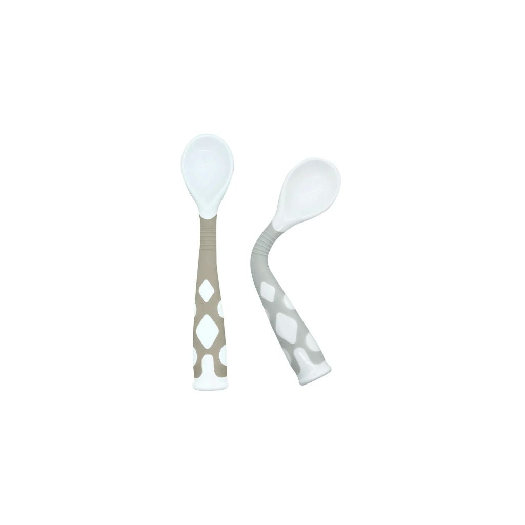 Kushies Silibend Bendable Spoon 2 Pack - Toasted Almond/Day Dream Grey