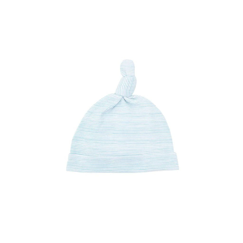 Motherswork x Le Petit Society Baby Organic Knotted Hat in Blue Stripes