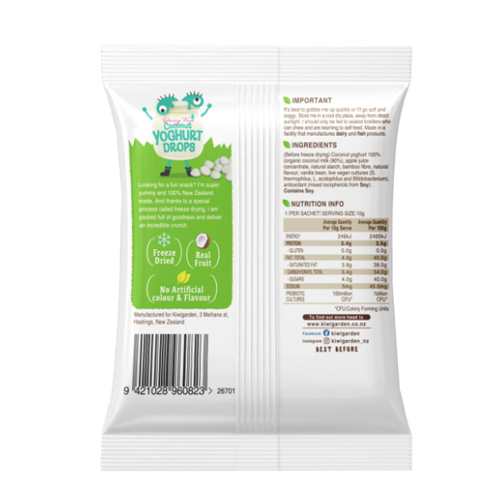 KiwiGarden Vanilla Coconut yoghurt drops (Dairy Free) 10g