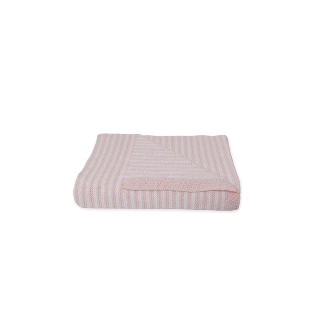 Living Textiles 100% Cotton Knit Stripe Blanket - Pink/white