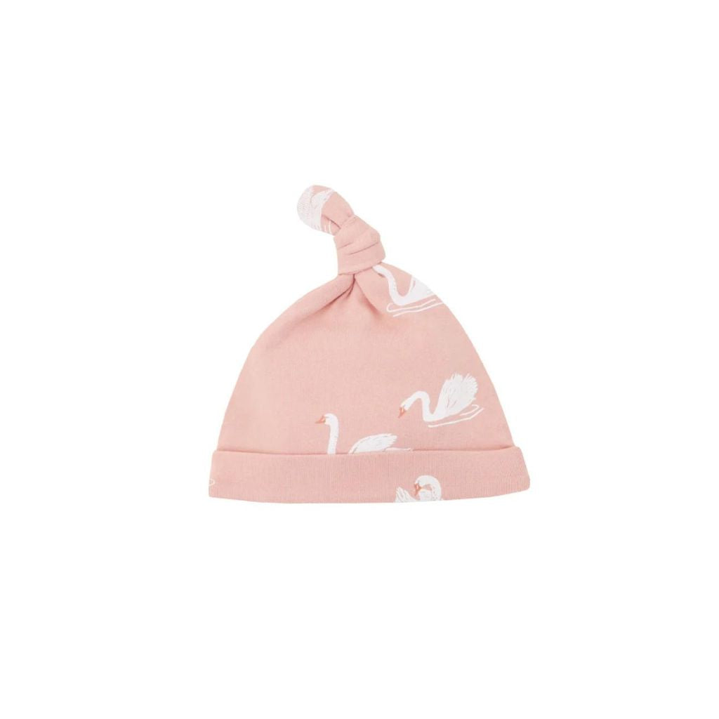 Motherswork x Le Petit Society Baby Organic Knotted Hat in Swan Print