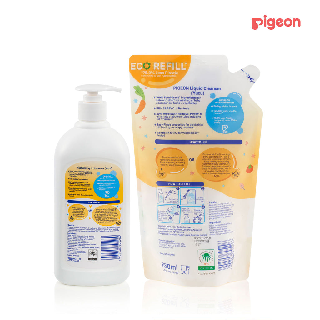 Pigeon Liquid Cleanser Yuzu Bundle [ 700ml + 650ml (Refill) ]