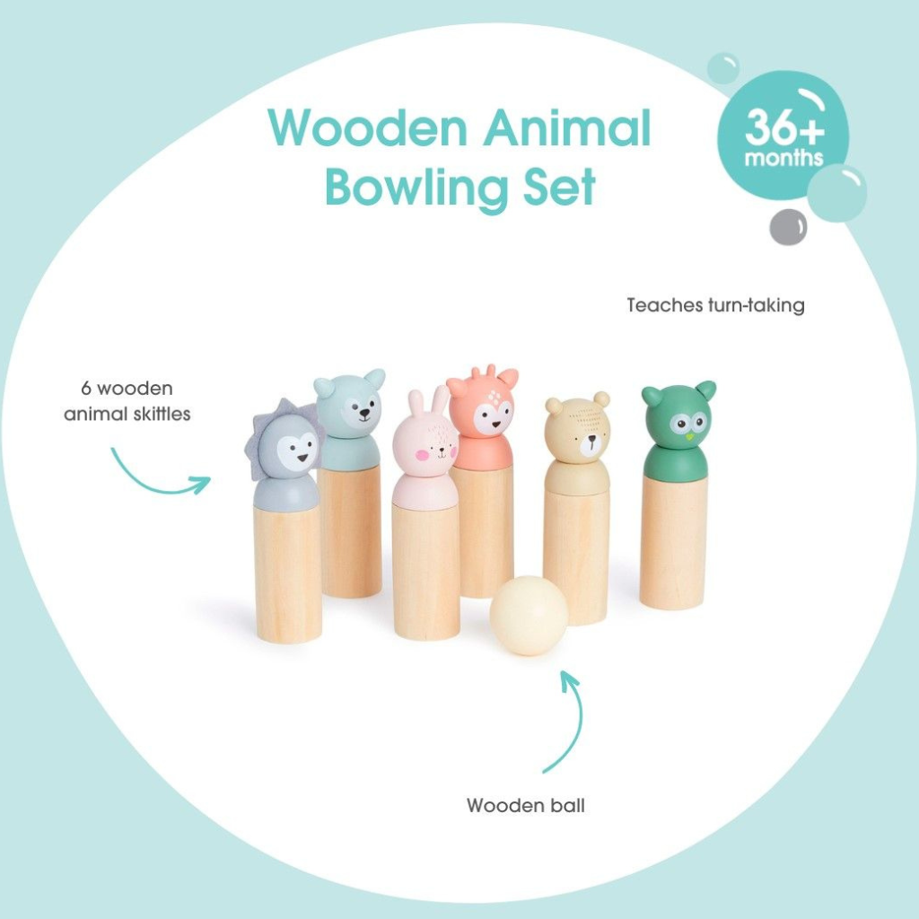 Bubble Wooden Animal Bowling Set