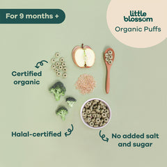 Little Blossom Organic Brown Rice Puffs | Apple & Broccoli