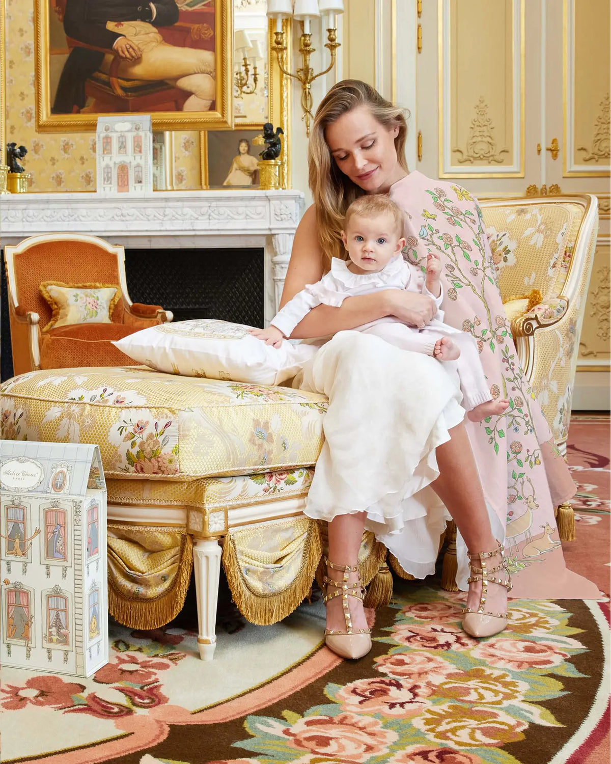 Atelier Choux Carré In Bloom Pink Swaddle