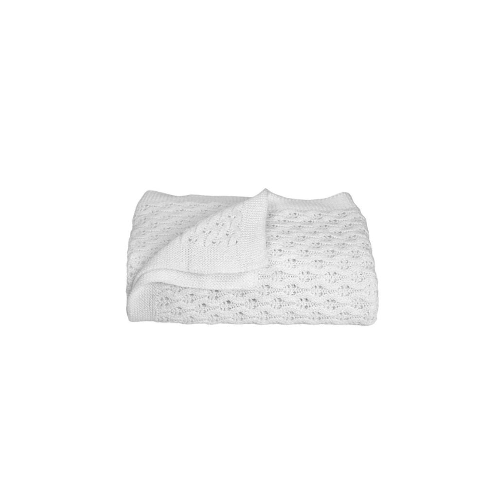 Living Textiles 100% Cotton Lattice Knit Baby Blanket - Pure White