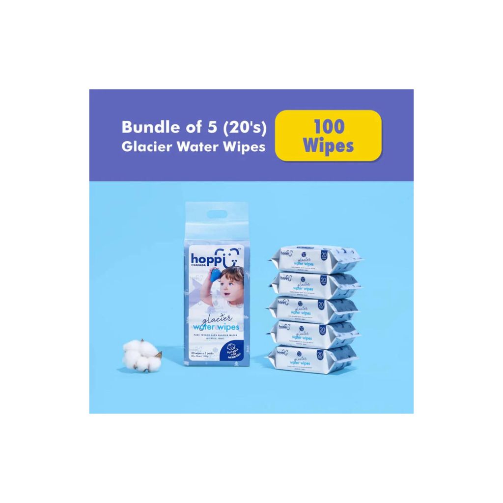 Hoppi Glacier Water Wipes [Bundle of 5] (5x20 Wipes)