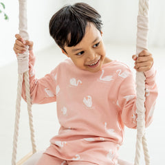 Motherswork x Le Petit Society Long Sleeve Organic Pyjamas Set in Swan Print