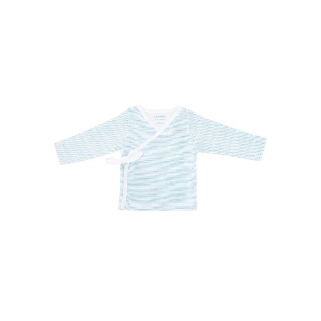 Motherswork x Le Petit Society Baby Organic Long Sleeve Kimono Top in Blue Stripes