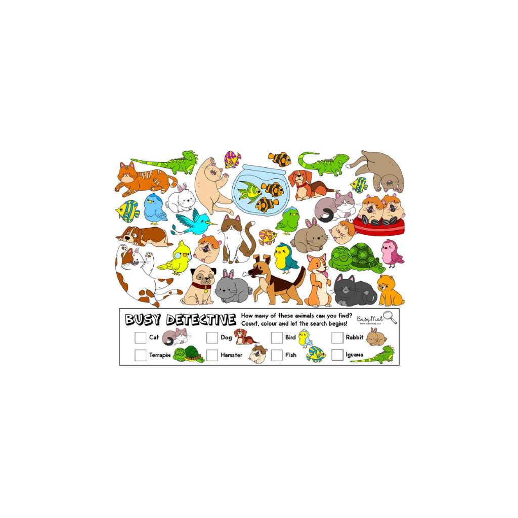 Busymat Large Placemat - Busy Detective: Pets