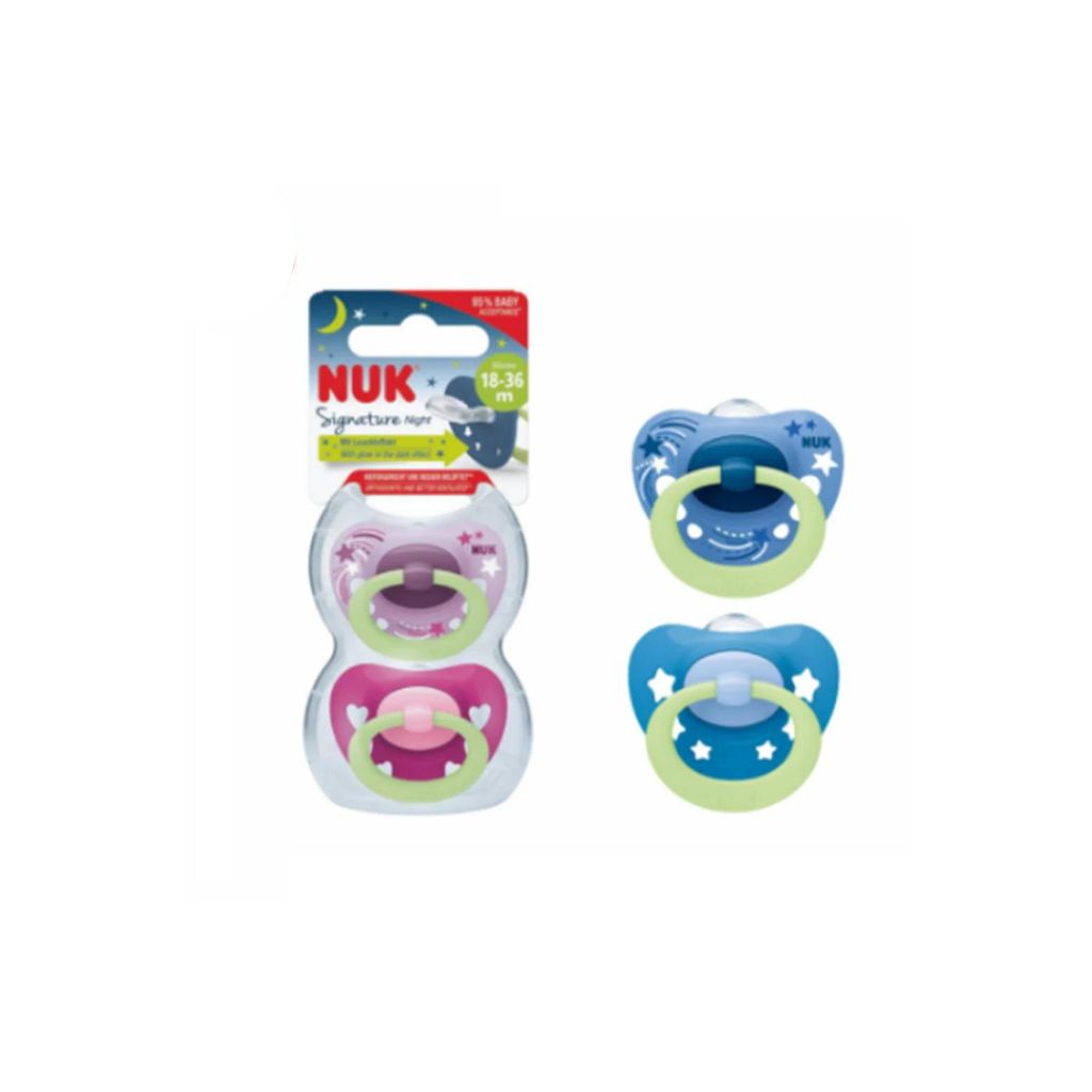 NUK Signature Night Silicone Soother Twin Pack (18m-36m)