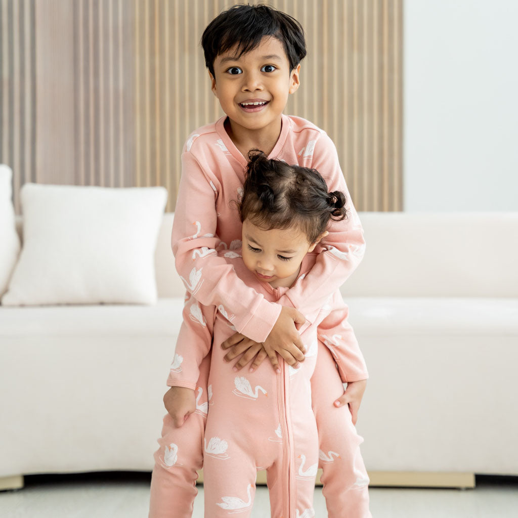 Motherswork x Le Petit Society Long Sleeve Organic Pyjamas Set in Swan Print