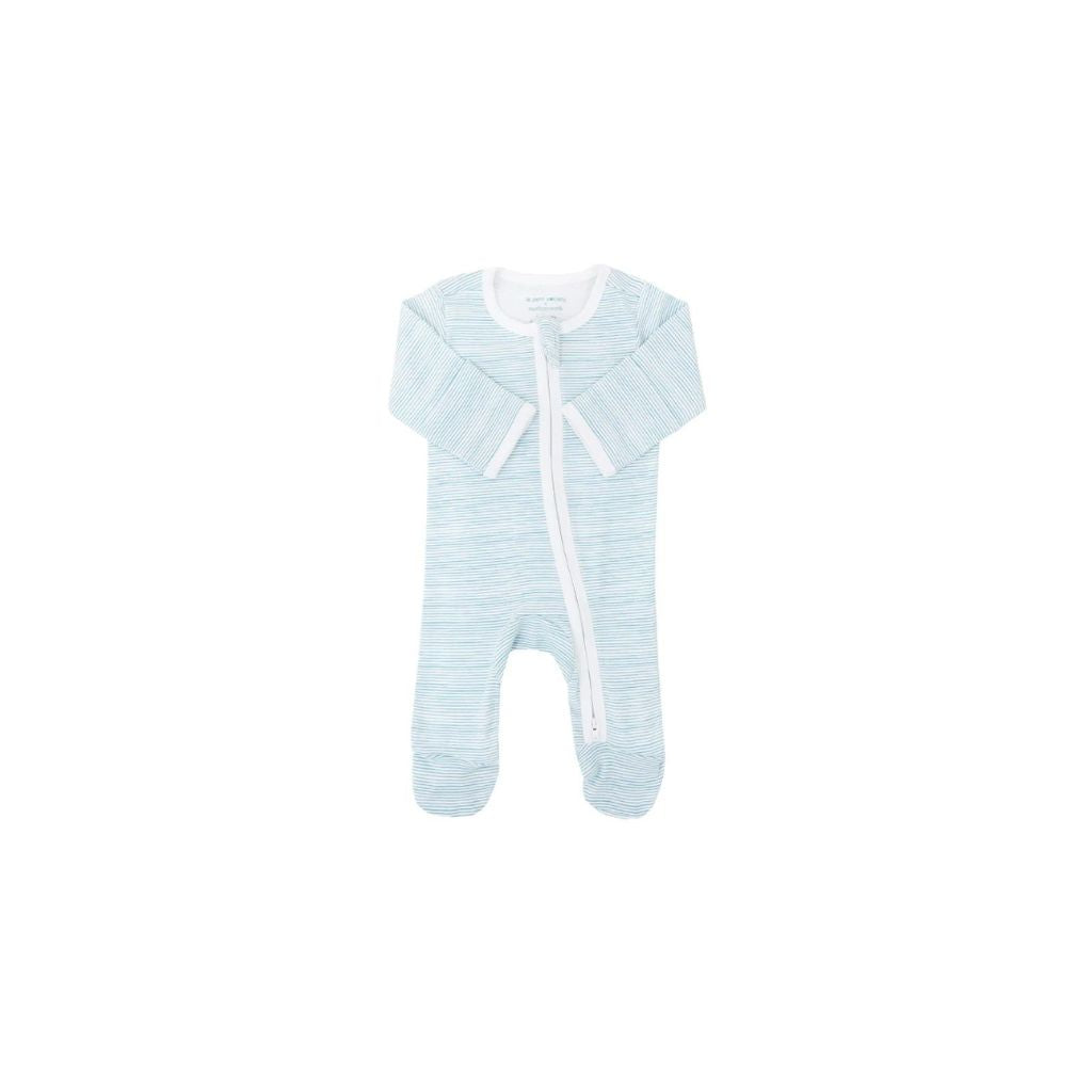 Motherswork x Le Petit Society Baby Organic Zip Sleepsuit in Blue Stripes